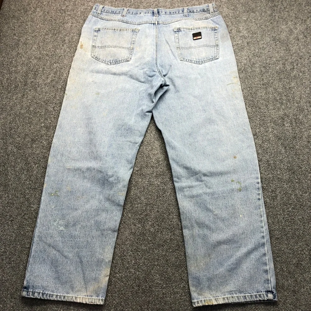 Vintage Mens Light Wash Paint Splatter Distressed Denim Jeans 38x32 Blue - Picture 7 of 8